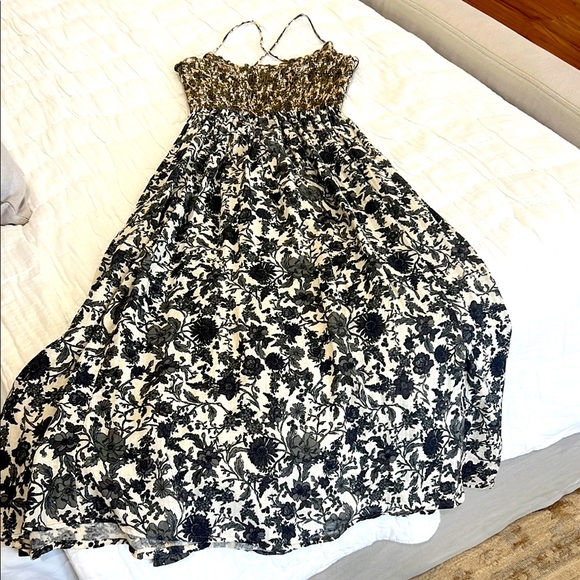 Free People Black and Cream Midi Dress - Picture 6 of 8